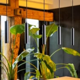 Hanglamp Miller 5-lichts Zwart en Goud