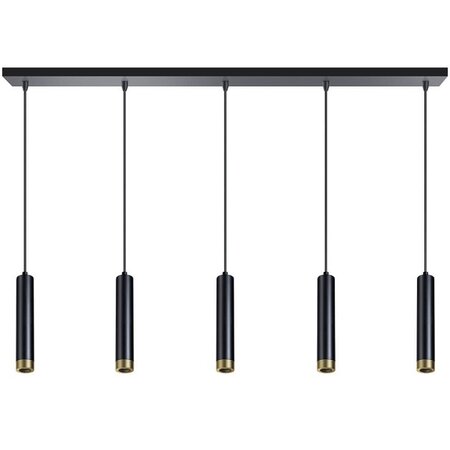 ETH Moderne hanglamp Miller 5-lichts zwart goud