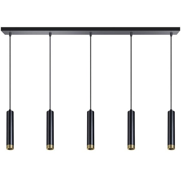 ETH Moderne - Hanglamp - 5-lichts - Zwart en Goud - Miller