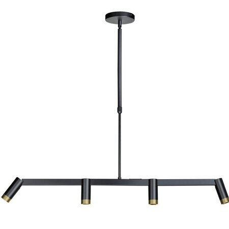 ETH Moderne hanglamp Miller 4-lichts zwart goud