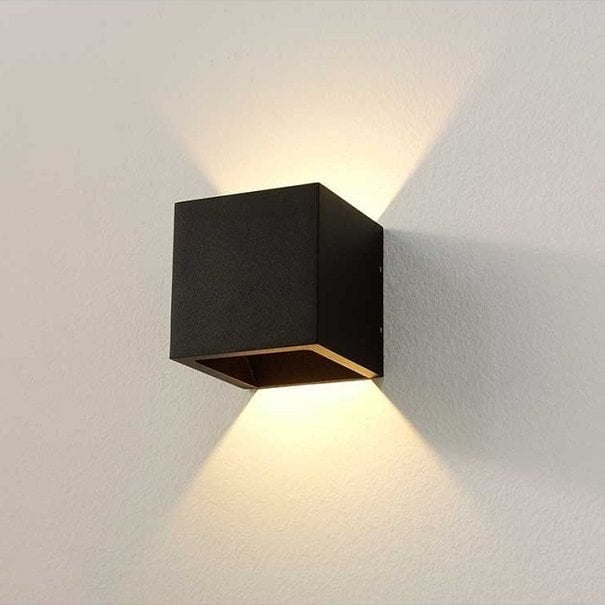 Artdelight Modern - Wandlamp - Up & Down - Zwart - 10 cm - Cube