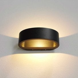 Wandlamp Sharp 1-lichts IP54 zwart en goud