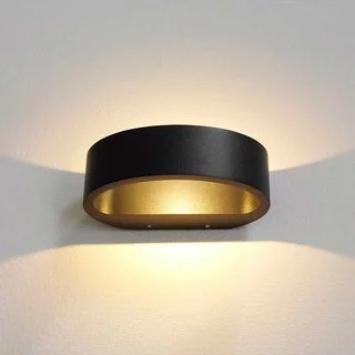 Wandlamp Sharp 1-lichts IP54 zwart en goud