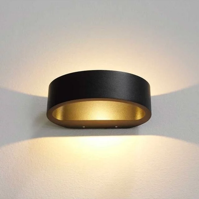 Wandlamp Sharp 1-lichts IP54 zwart en goud