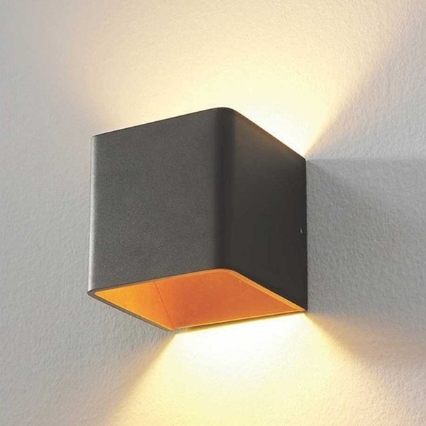 Artdelight Modern - Wandlamp - 1 lichts - Up & Down - Zwart en Goud - Fulda
