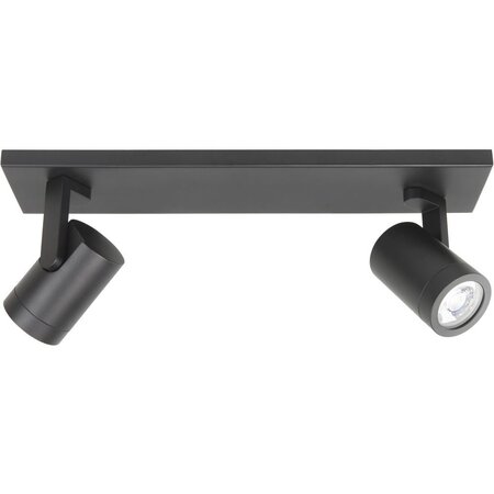 Highlight Moderne opbouwspot Halo 2-lichts balk zwart