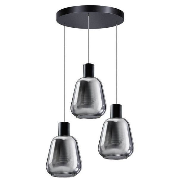 ETH Modern - Hanglamp - 3 lichts - Getrapt - Smoke Glas - Gary