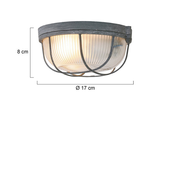 Mexlite Industriële - Plafondlamp - 1 lichts - Grijs - Rond - Lisanne