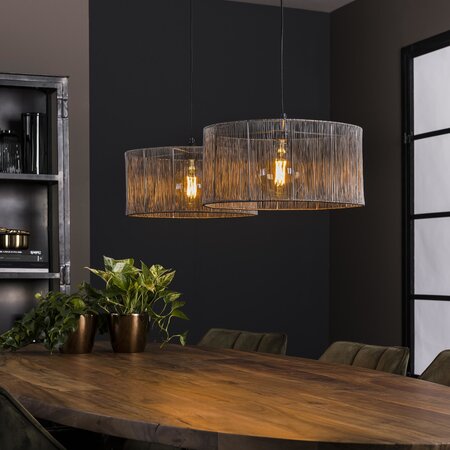 BelaLuz Industrieel hanglamp Albo 2-lichts zwart nikkel