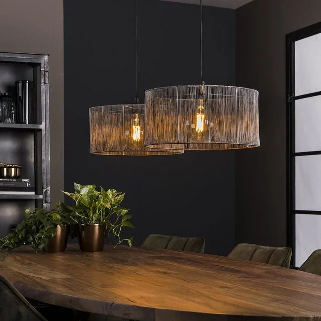 Hanglamp Albo 2-lichts zwart nikkel