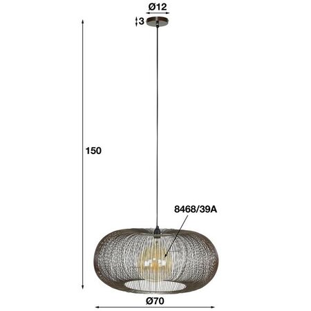 BelaLuz Industriële hanglamp Vince Ø70 cm brons