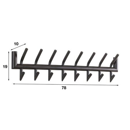 BelaLuz Moderne garderobe Hook 2x8 Donkergrijs mat