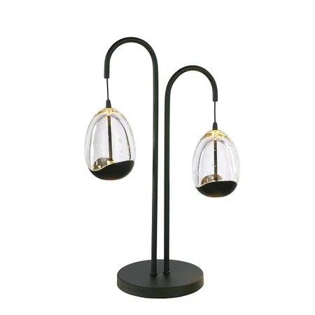 Highlight Design tafellamp Clear Egg 2-lichts zwart wit met dimmer