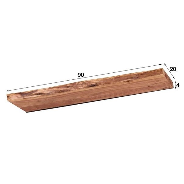 BelaLuz Wandplank - massief acaciahout - 90 cm - Kayne