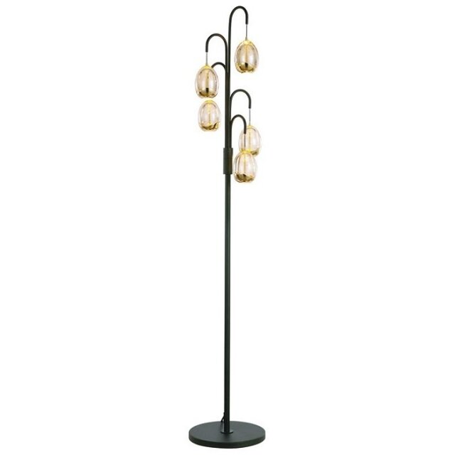 Vloerlamp Golden Egg zwart 5-lichts met dimmer