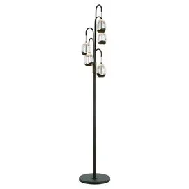 Vloerlamp Clear Egg zwart 5-lichts met dimmer