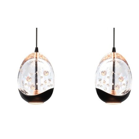 Highlight Design hanglamp Clear Egg 5-lichts op balk zwart wit