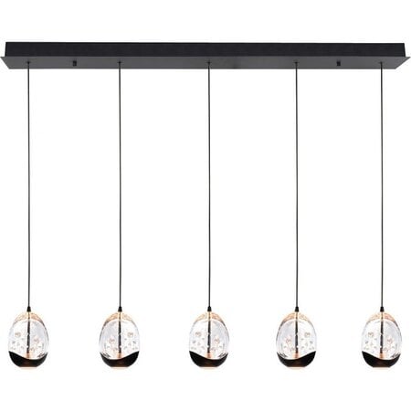 Highlight Design hanglamp Clear Egg 5-lichts op balk zwart wit