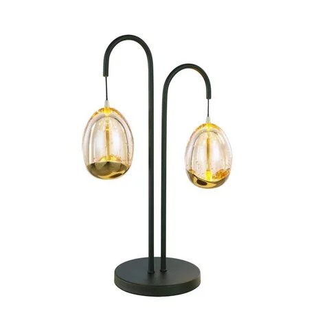 Highlight Design tafellamp Golden Egg 2-lichts zwart goud met dimmer