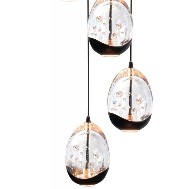 Highlight Design - Hanglamp - Zwart - 5-lichts - Clear Egg