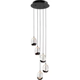 Hanglamp Clear Egg 5-lichts getrapt zwart