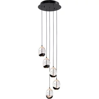 Hanglamp Clear Egg 5-lichts getrapt zwart