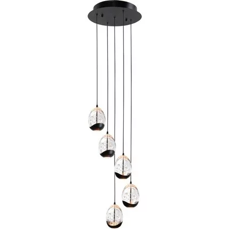 Highlight Design hanglamp Clear Egg 5-lichts getrapt zwart