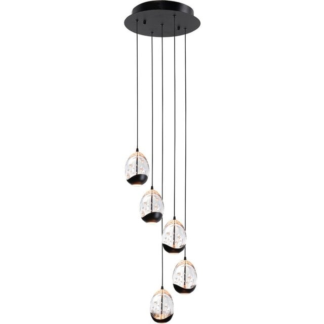Hanglamp Clear Egg 5-lichts getrapt zwart