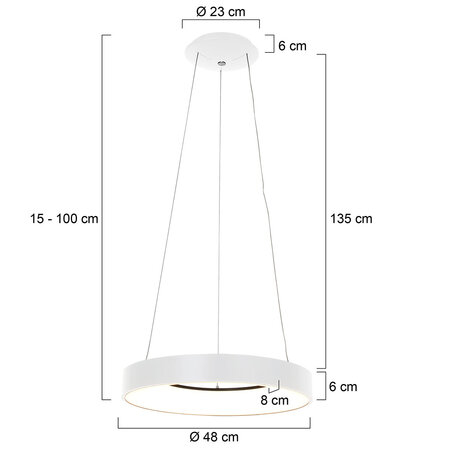 Steinhauer Moderne hanglamp Ringlede Ø48cm wit