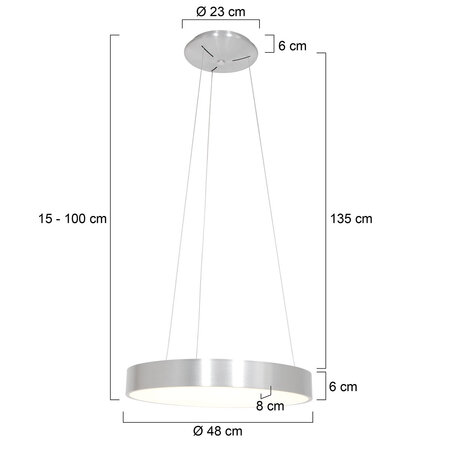 Steinhauer Moderne hanglamp Ringlede Ø48 cm Zilver