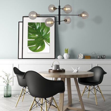 Steinhauer Moderne hanglamp Constellation 6-lichts zwart