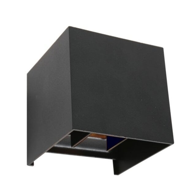 Wandlamp Muro 2-lichts zwart vierkant