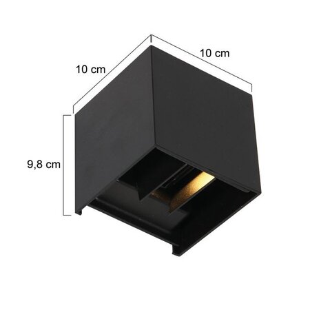 Steinhauer Modern wandlamp Muro 2-lichts vierkant zwart