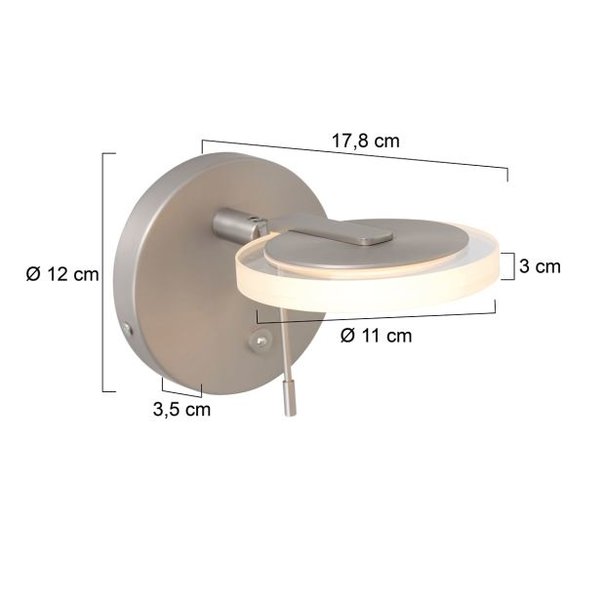 Steinhauer Modern - Wandlamp - 1 lichts - Staal - Turound
