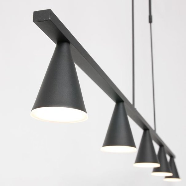 Steinhauer Moderne - Hanglamp - 5 lichts - Zwart - Vortex