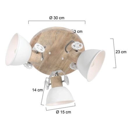 Mexlite Landelijke opbouwspot Gearwood 3-lichts wit
