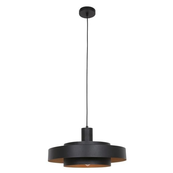 Anne Lighting Moderne - Hanglamp - 1 Lichts - Zwart - Goud - Dubbel - Flinter