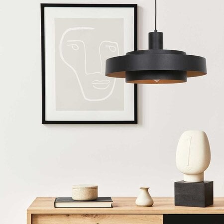 Anne Lighting Retro hanglamp Flinter dubbel 1-lichts zwart goud