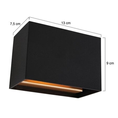 Steinhauer Moderne wandlamp Muro 1-lichts Rechthoek zwart