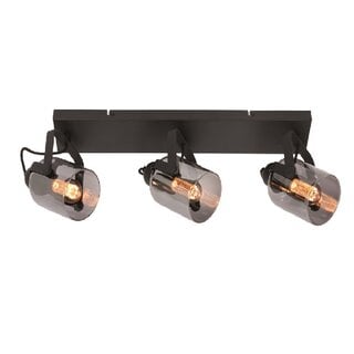 Opbouwspot Fumoso 3-lichts zwart met smoke glas