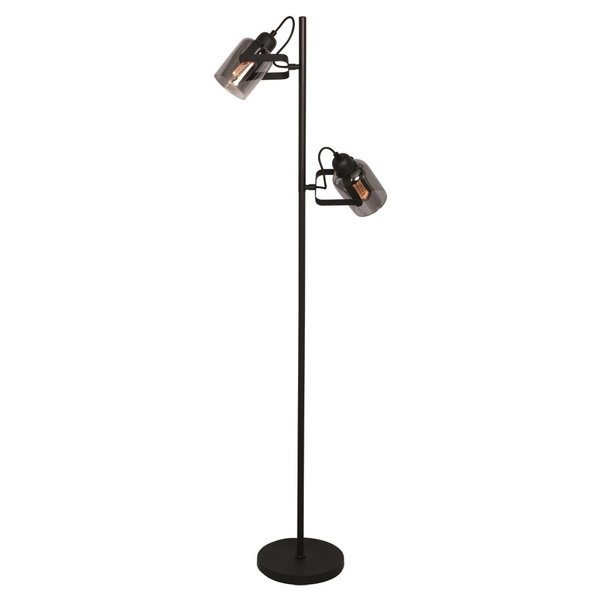 Freelight Moderne - Vloerlamp - 2 Lichts - Zwart - Smoke Glas - Fumoso