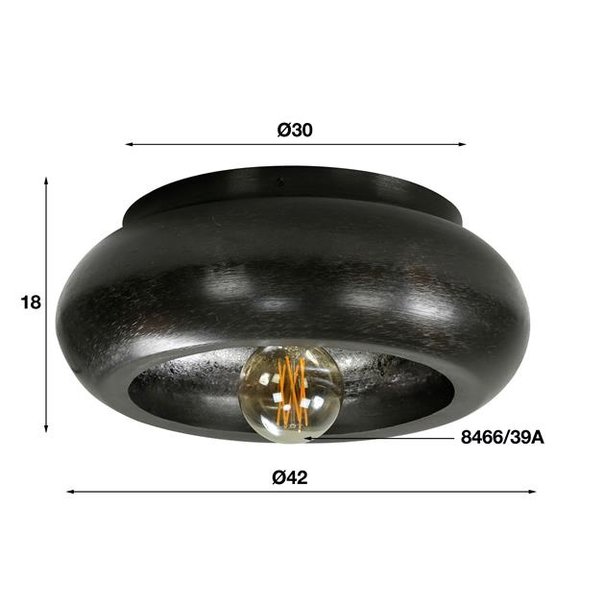 BelaLuz Industriele - Plafondlamp - Zwart Nikkel - 42 cm - Zenzi