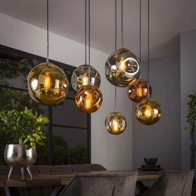 Hanglamp Mira 7-lichts gekleurde glazen