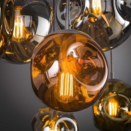 BelaLuz Design Modern hanglamp Mira 7-lichts oud zilver met gekleurde glazen