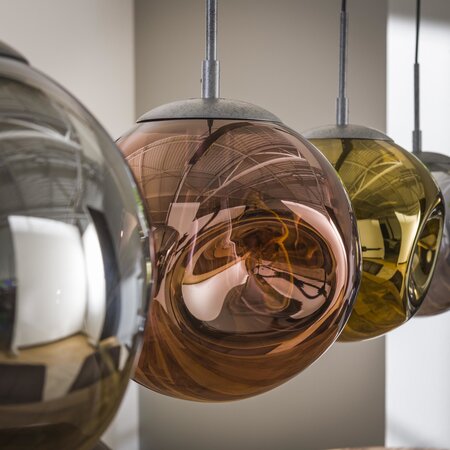 BelaLuz Design Modern hanglamp Mira 4-lichts oud zilver met gekleurde glazen