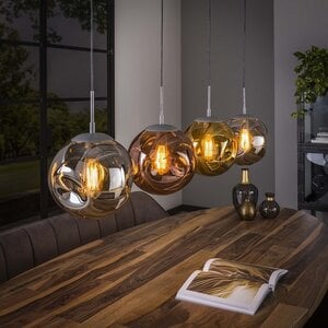 BelaLuz Design Modern hanglamp Mira 4-lichts oud zilver met gekleurde glazen