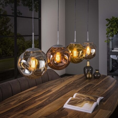 BelaLuz Design Modern hanglamp Mira 4-lichts oud zilver met gekleurde glazen