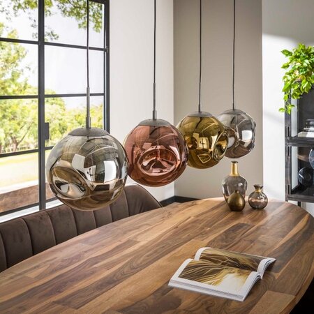 BelaLuz Design Modern hanglamp Mira 4-lichts oud zilver met gekleurde glazen