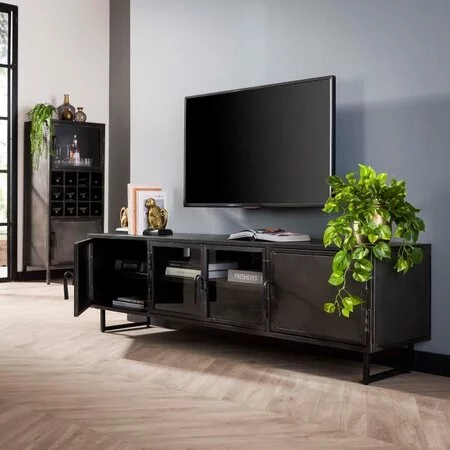 BelaLuz Moderne Industriële TV meubel Ferro 180 cm gun metal