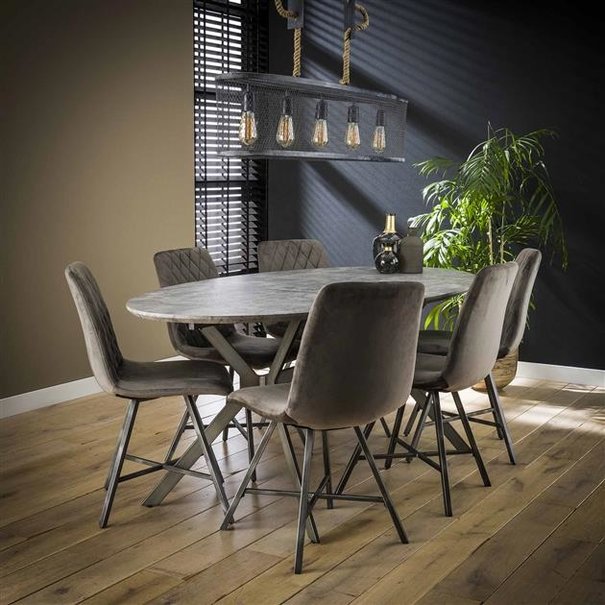 BelaLuz Industriële - eetkamertafel - MDF 3D betonlook - 200 cm - Roxy